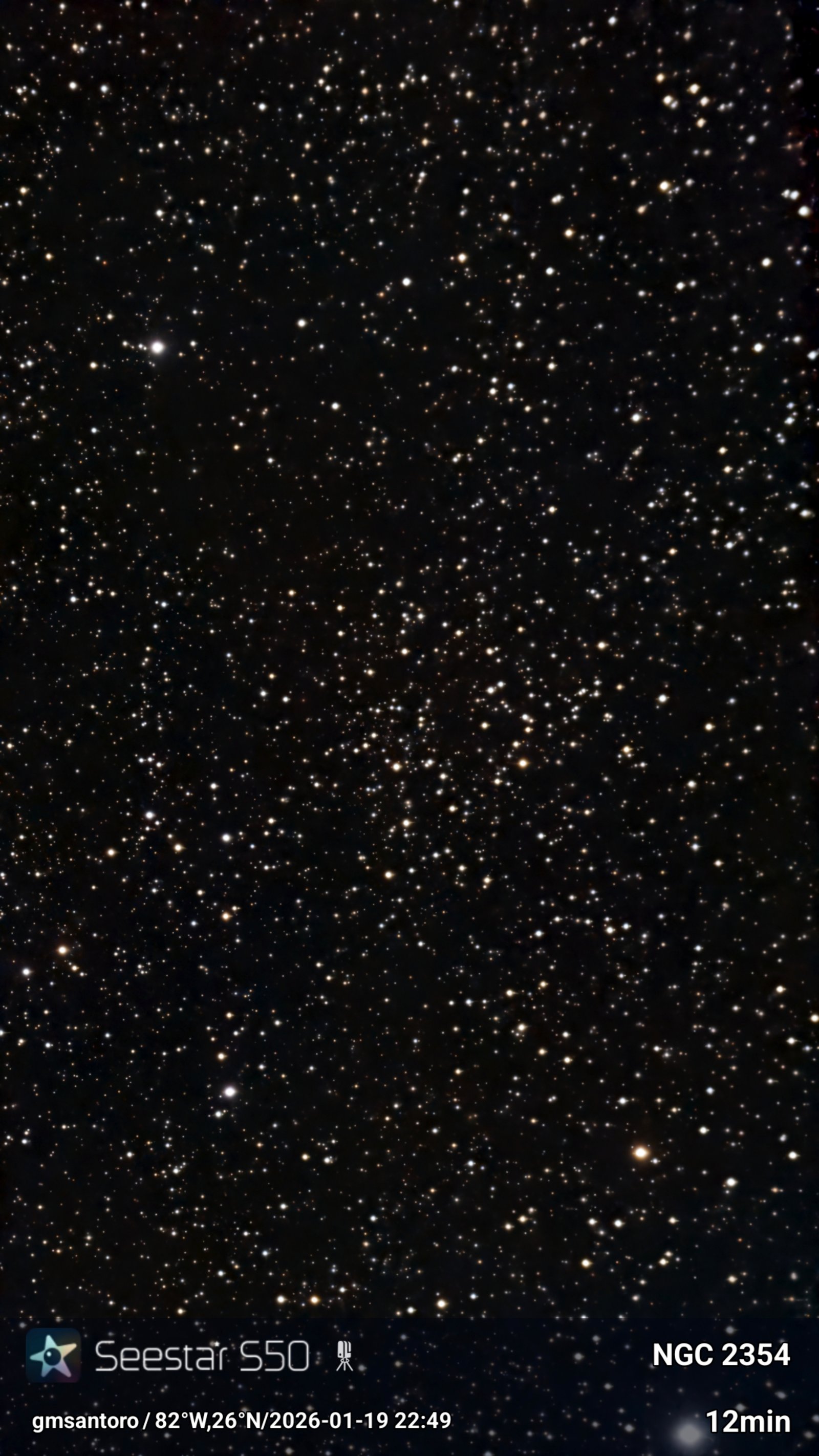 NGC 2354 — Open Cluster in Canis Major original photograph