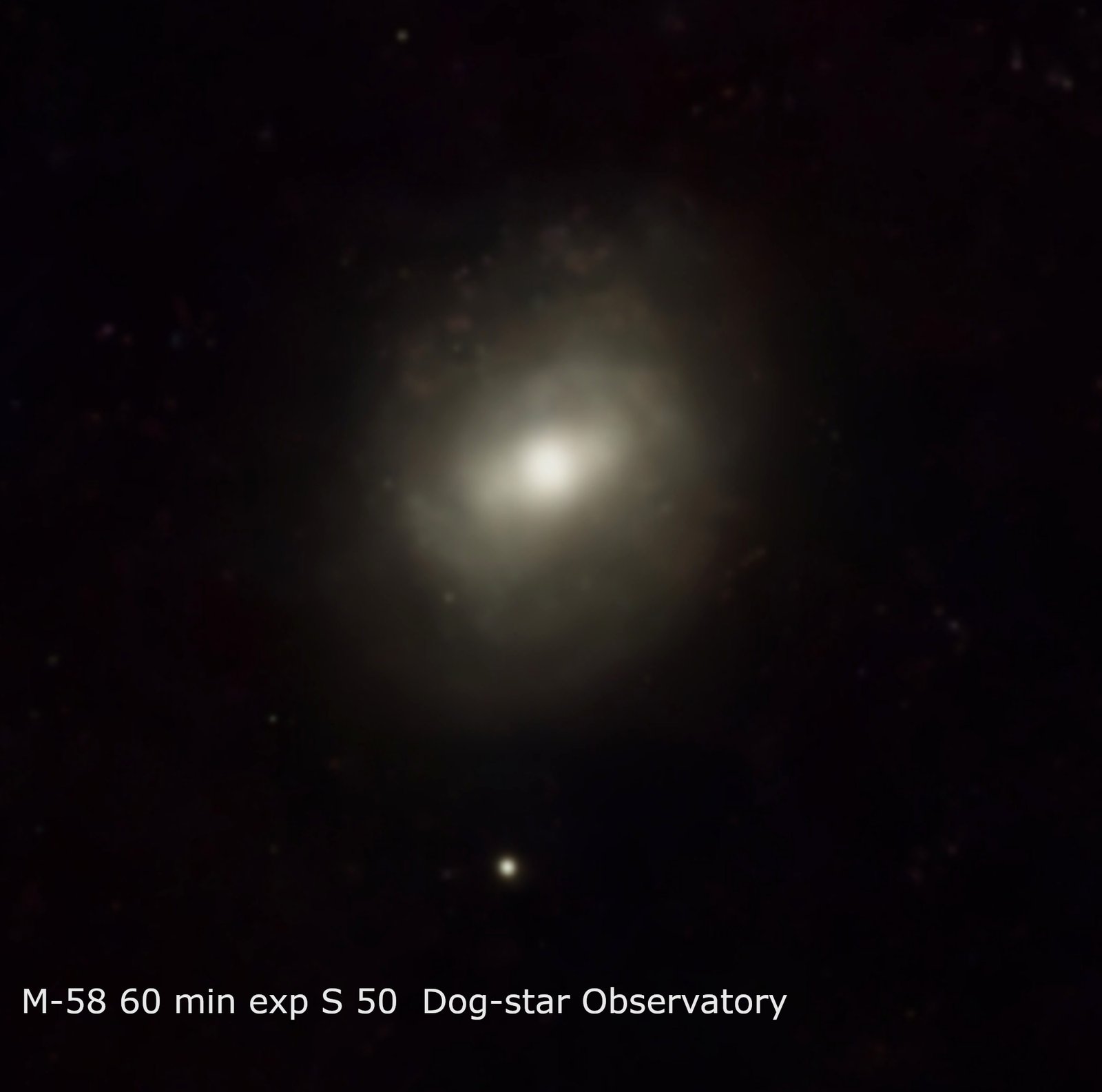 Messier 58 (M58) — Barred Spiral Galaxy original photograph