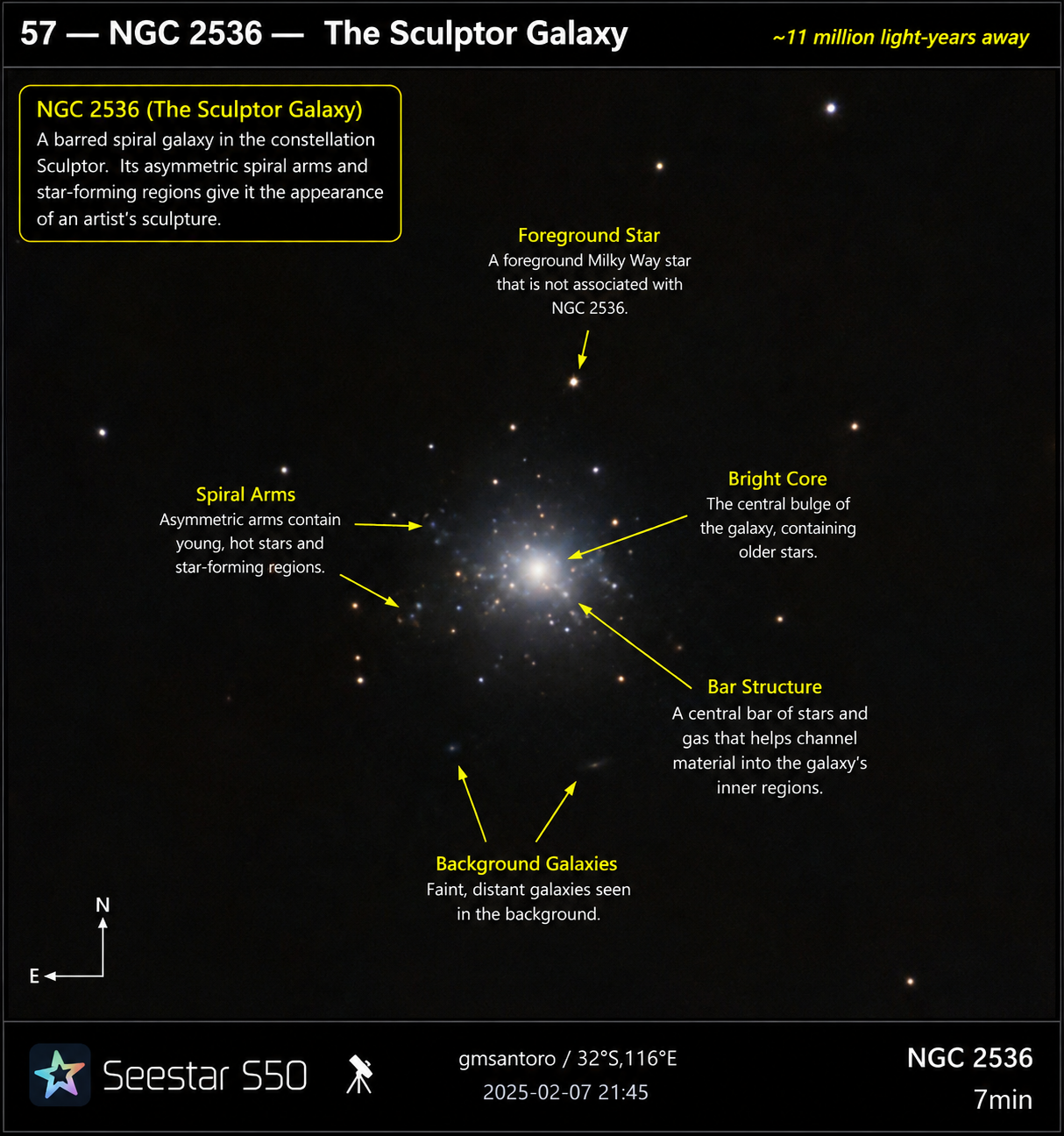 NGC 1851 annotated photograph