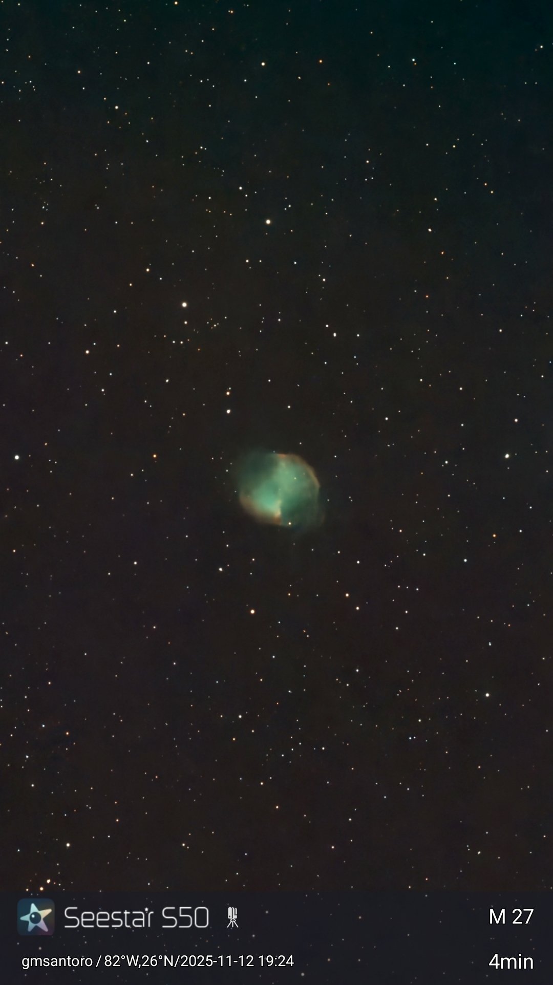 Messier 27 (M27) — Dumbbell Nebula original photograph